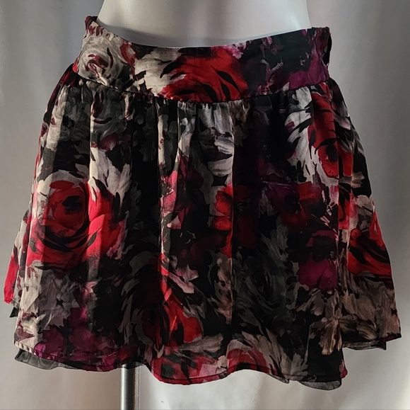 Candie's Dresses & Skirts - Candie's Floral Chiffon Mini Skirt in Pink and Black